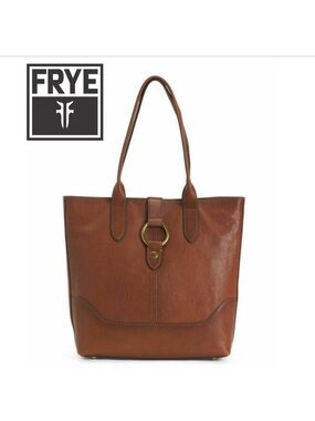 Frye Brown Leather Tote with Ring Accent